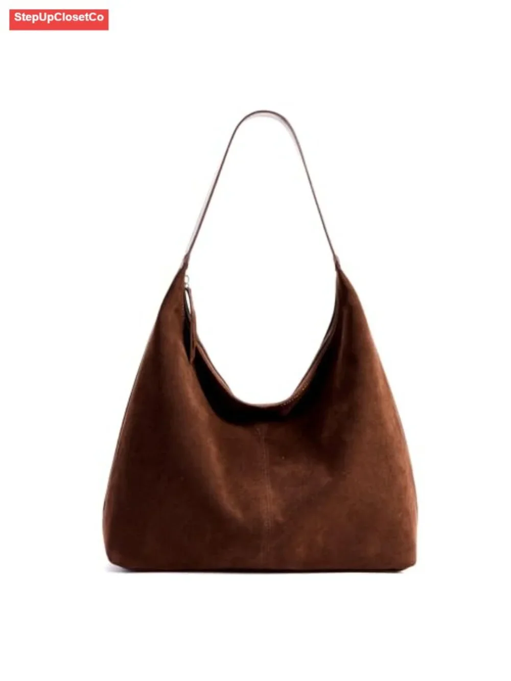 Vegan Leather Slouchy Hobo Tote Bag with Zipper Closure